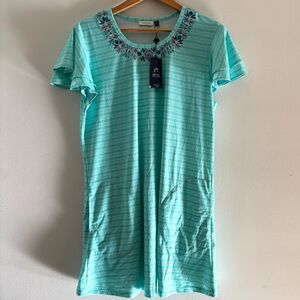 NWT Cabana Life Blue Naples Ruffle Sleeve Dress UPF 50 XL Coastal Cowgirl Floral